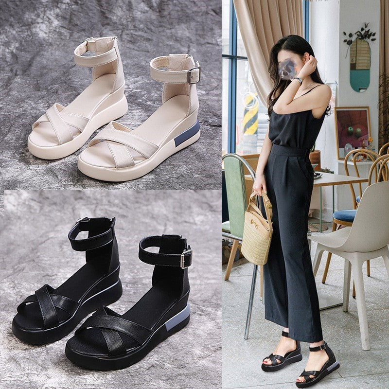 Thick-Soled Peep Toe Sandals
