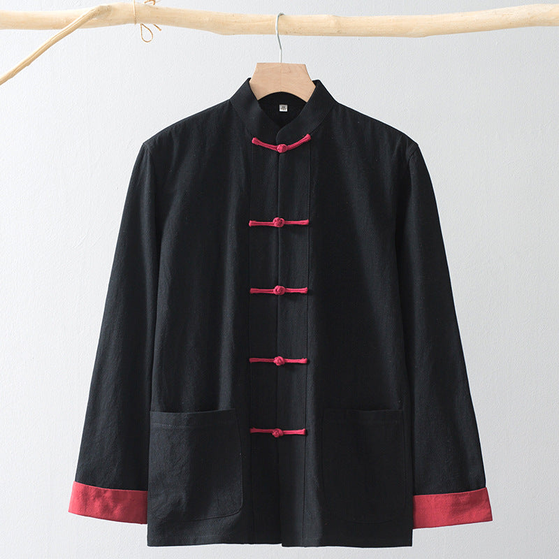 Cotton Linen Coat Vintage Top For Men