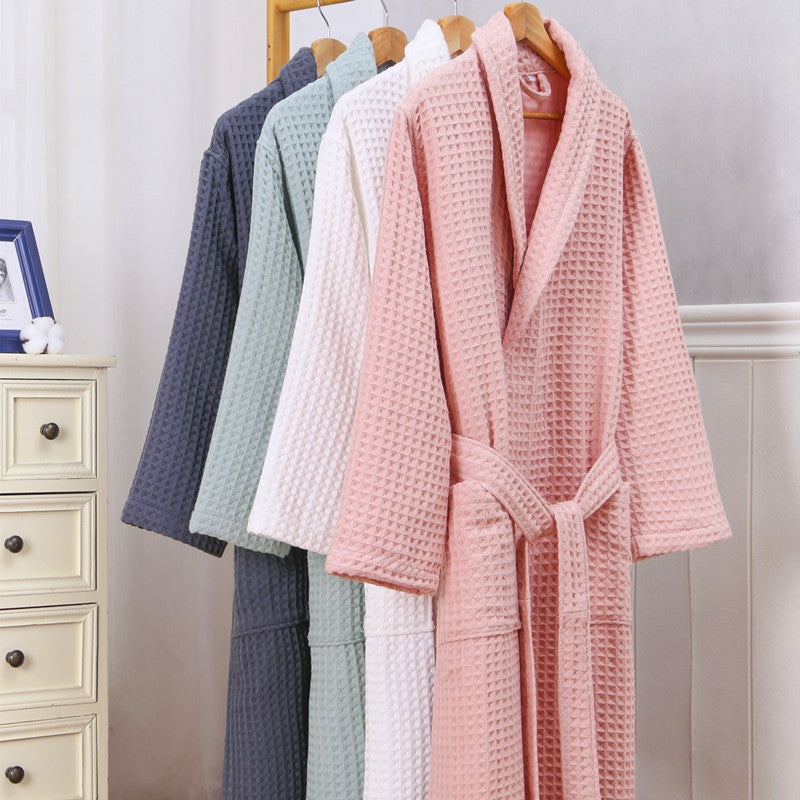 Cotton Double Waffle Unisex Long Robe