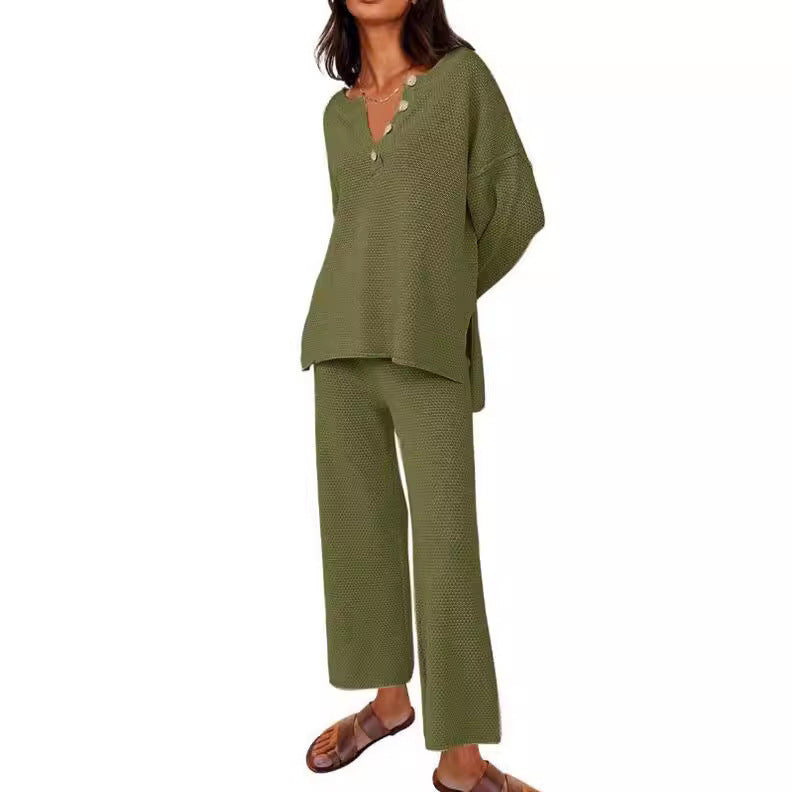 Solid Color Loose Leisure Two-Piece Set