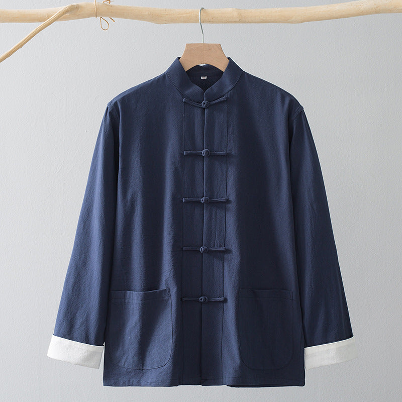 Cotton Linen Coat Vintage Top For Men