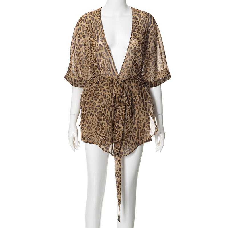 Vacation Cardigan Tied Top Shorts Set