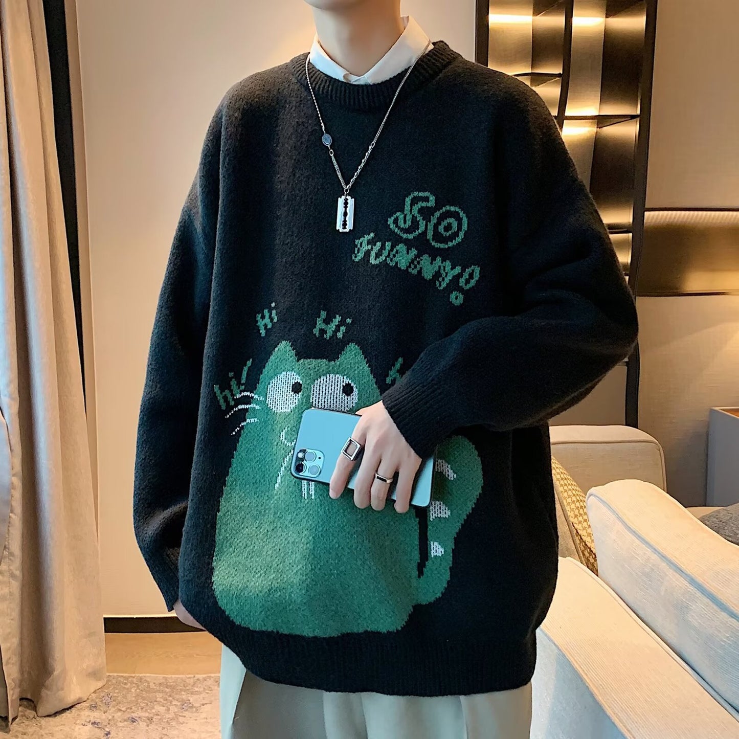 Autumn And Winter Wild Loose And Idle Knitwear