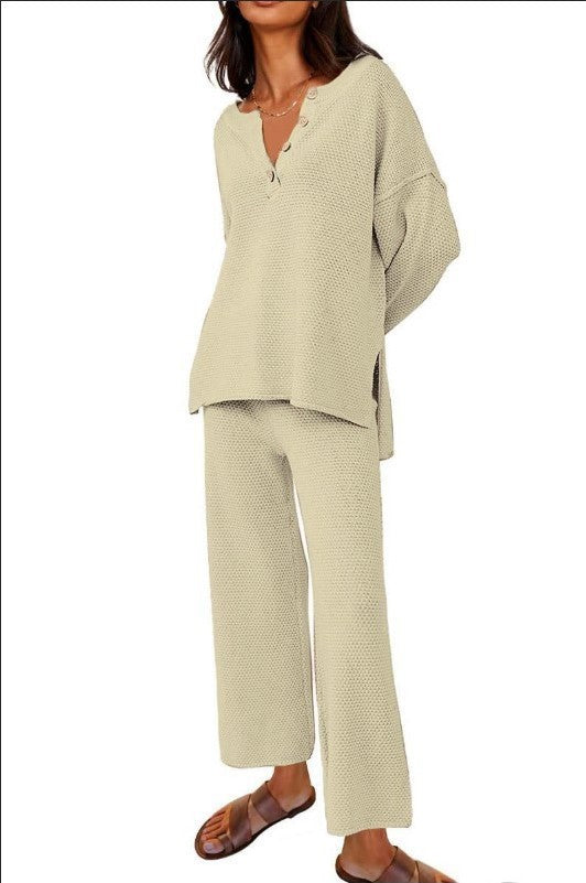 Solid Color Loose Leisure Two-Piece Set