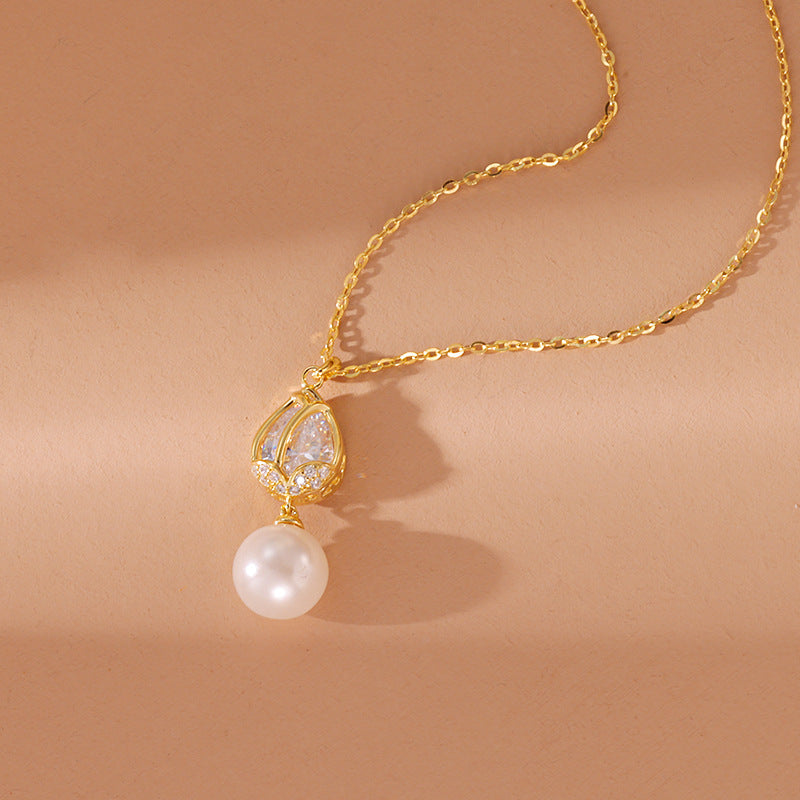 S925 Silver Tulip Pearl Necklace