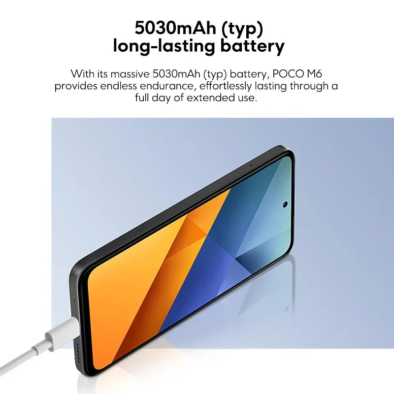 Global Version POCO M6 Smartphone Helio G91-Ultra Processor 5030mAh Large Battery 6.79" 90Hz FHD+ Display 108MP Camera Cellphone