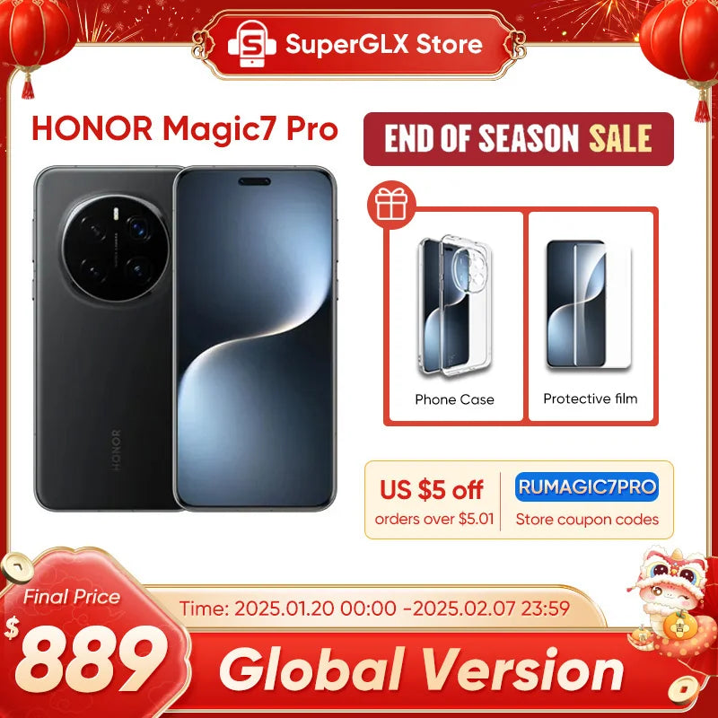 【World Premiere】Global Version HONOR Magic7 Pro 5G Smartphone Magic 7 Pro Snapdragon 8 Elite 120Hz OLED Screen 100W Fast Charge