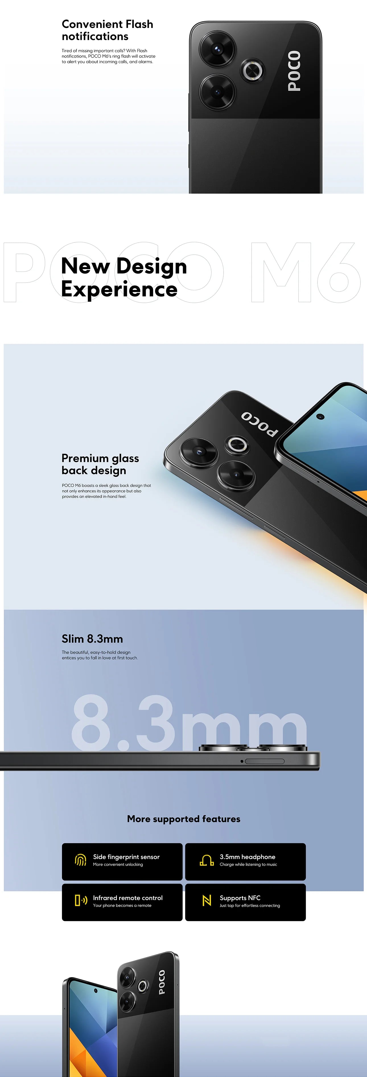 Global Version POCO M6 Smartphone Helio G91-Ultra Processor 5030mAh Large Battery 6.79" 90Hz FHD+ Display 108MP Camera Cellphone