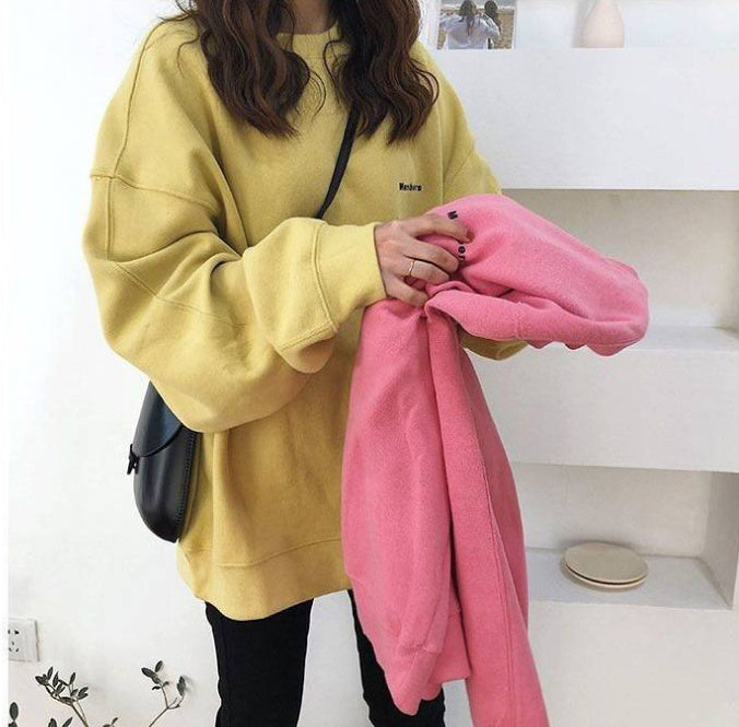 Spring and Autumn Loose Crew Neck Long-Sleeve Coat Top