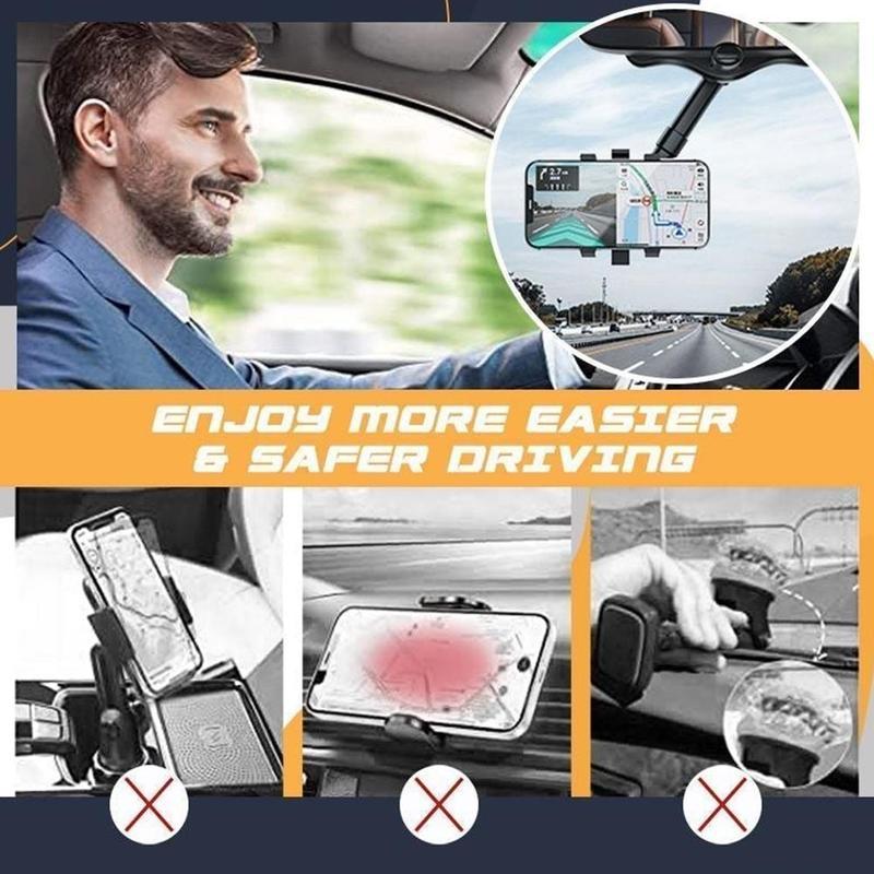 Rotatable Rearview Mirror Phone Holder for Car