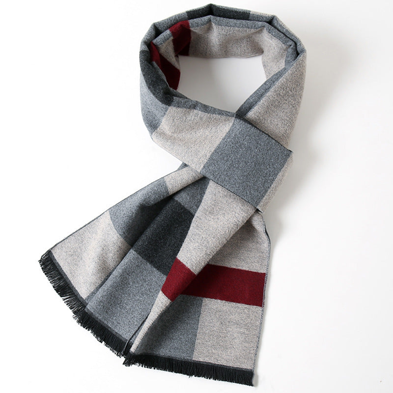Simple Plaid Artificial Cashmere Warm Scarf