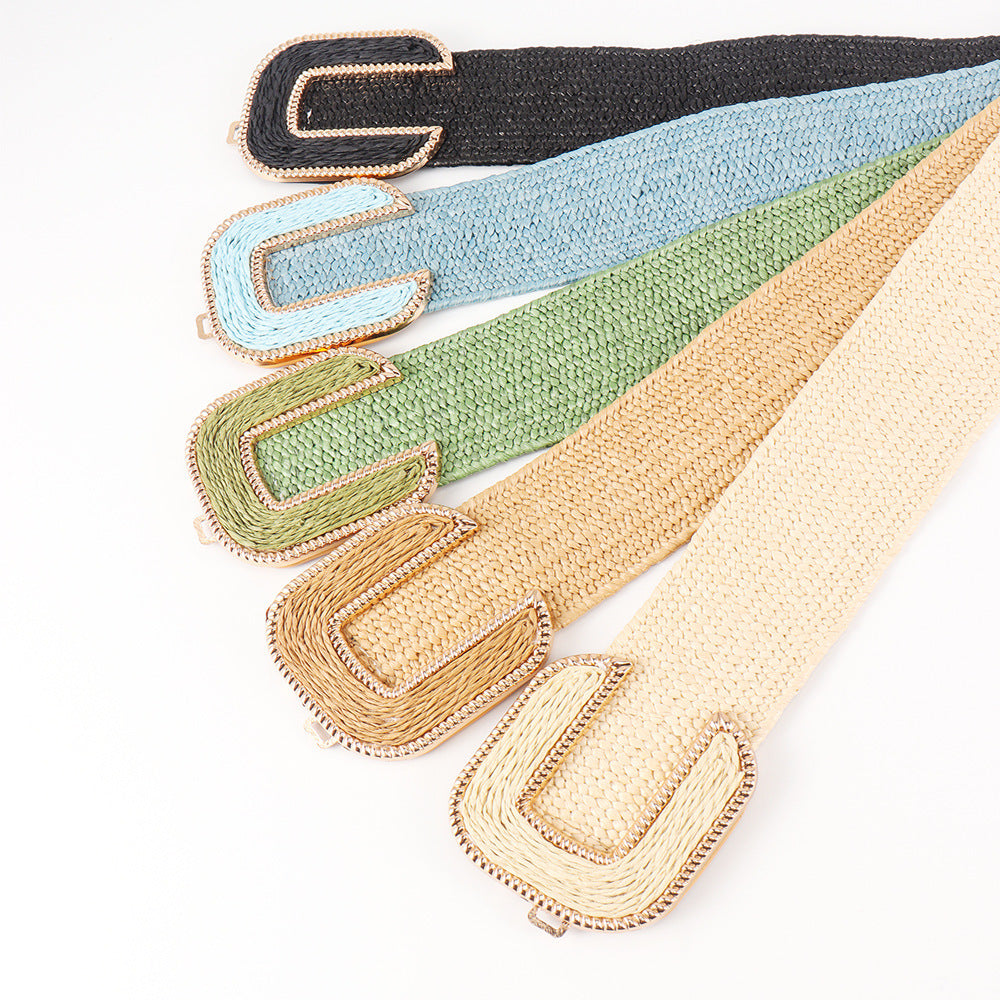 Women's Niche Straw Elastic Waistband