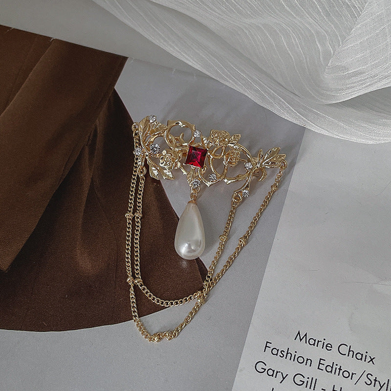 Tassel Water Drop Pearl Pin