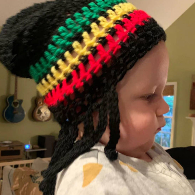 Jamaica Reggae Children Rainbow Woolen Cap