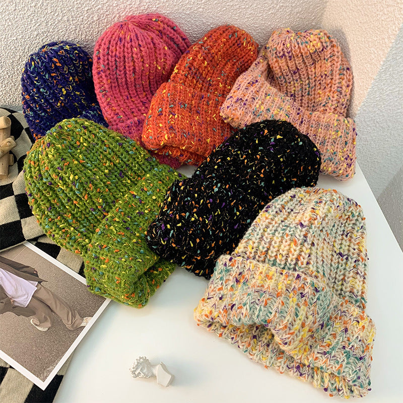 Women's Mixed Color Thermal Knitting Sleeve Cap