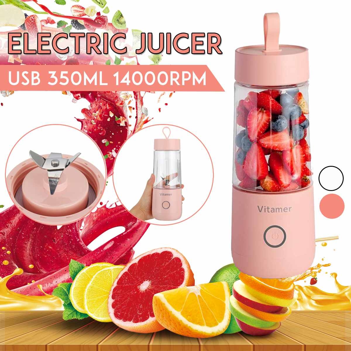 350ml Portable USB Rechargeable Blender Juicer and Mixer