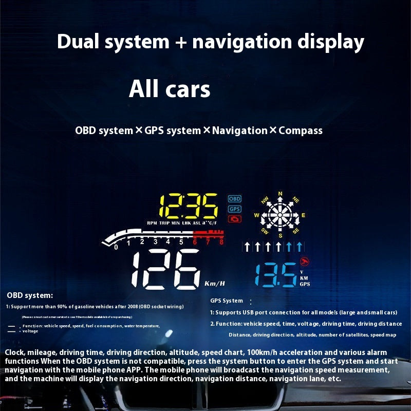 Car HUD Display Fuel Voltage Projector