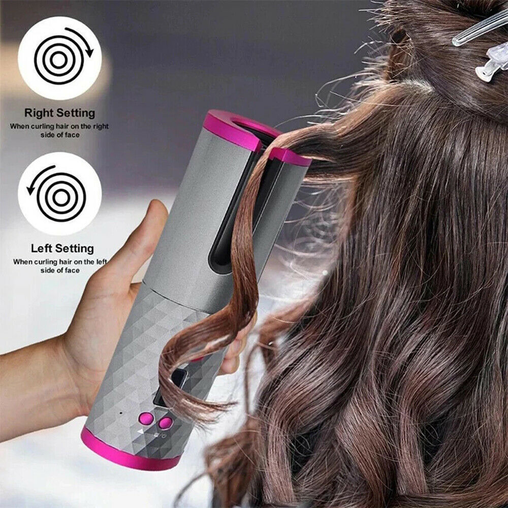 Portable LCD Auto-Rotating Cordless Curler