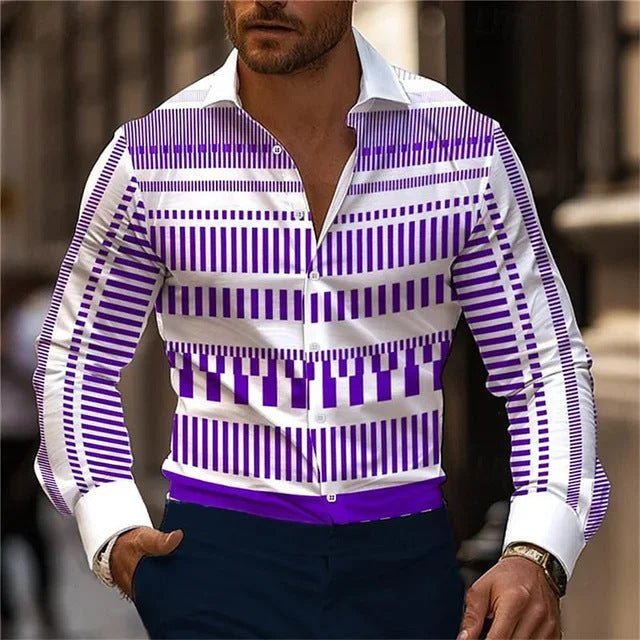 Men's Casual 3D Irregular Pattern Long Sleeve Shirt