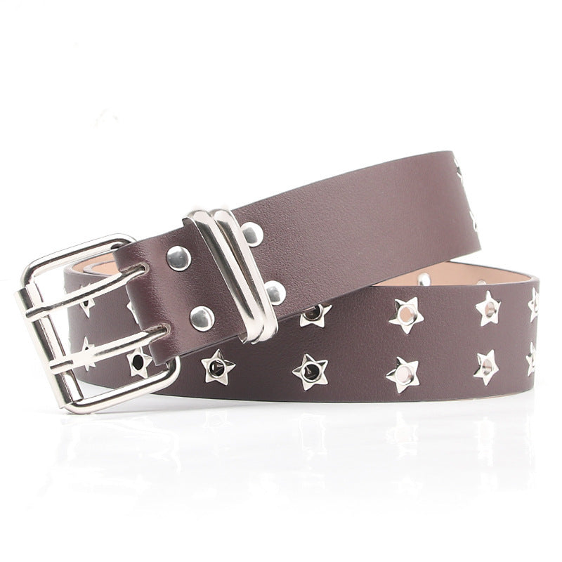 Women's Casual Star Double Row Air Hole Belt