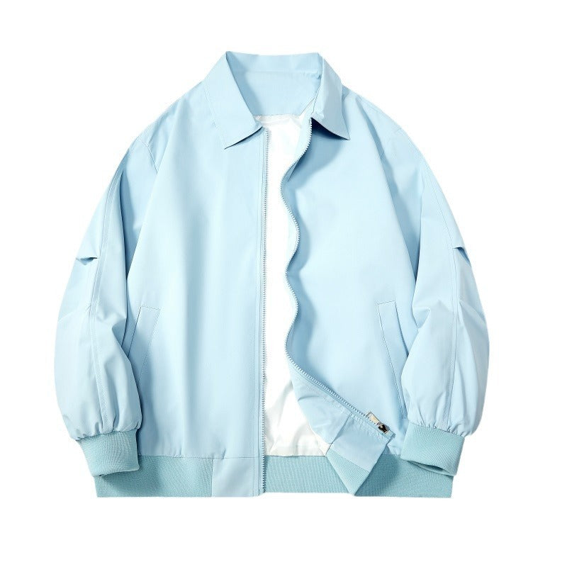 Outdoor Leisure Loose Jacket Teen Trend Japanese Style Workwear Polo Collar Solid Color Coat