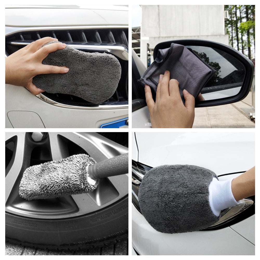 Car Cleaning Cloth Wax Sponge Wheel Brush Set