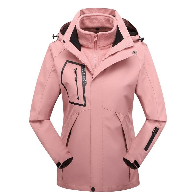 Winter Outdoors Three-in-one Coat Warm-keeping Cotton Clothing Shell Jacket