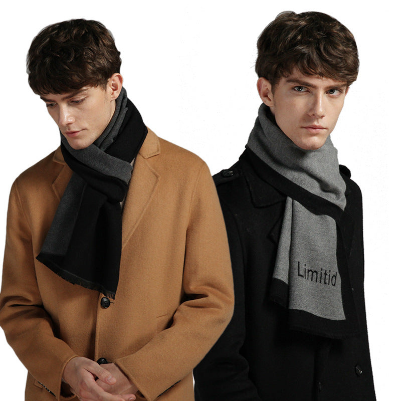 Simple Plaid Artificial Cashmere Warm Scarf