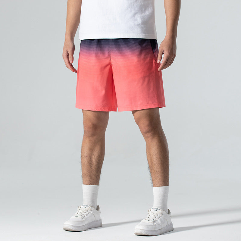 Men's Summer Ice Silk Gradient Sports Beach Shorts