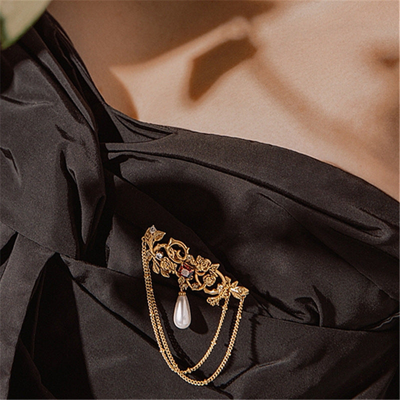 Tassel Water Drop Pearl Pin