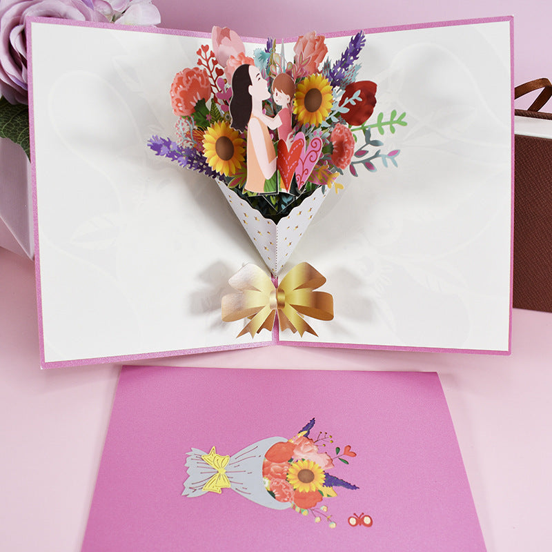 3D PopUp Flower Bouquet Greeting Cards Gifts
