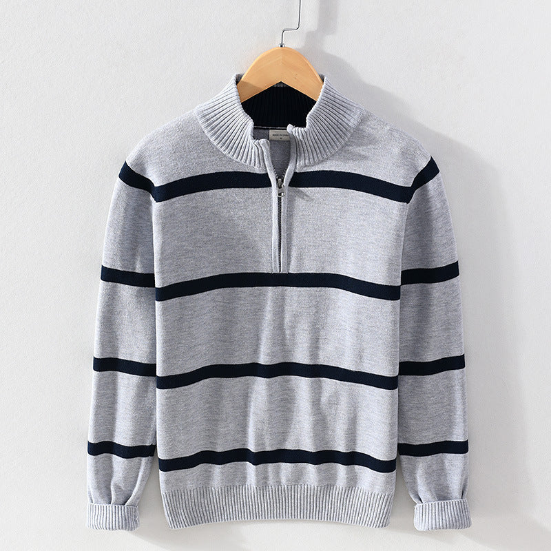 Men's Cotton Wool Turtleneck Half Zipper Sweater