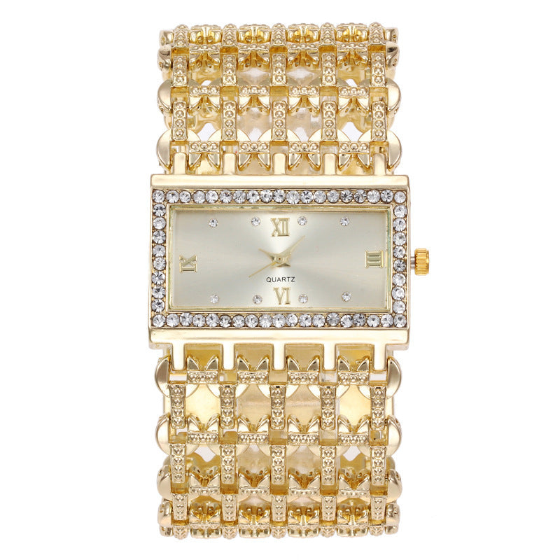 Women's Square Rhinestone Steel Band Watch