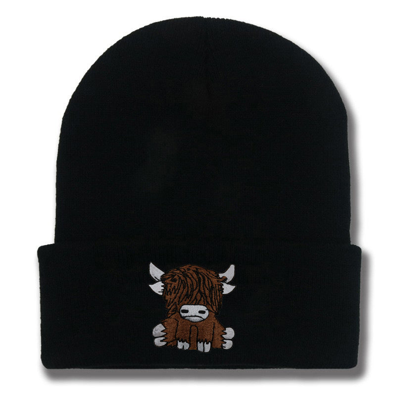 Cartoon Long Hair Yak Knitted Hat Winter Warm Wool
