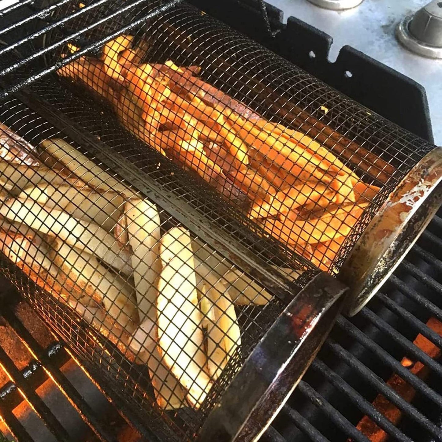 Portable Metal BBQ Grilling Basket for Outdoor Camping