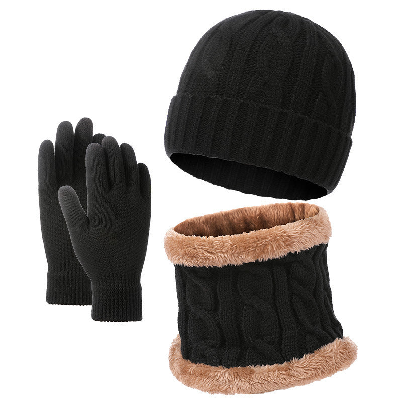 European American Warm Knitted Hat Scarf Gloves