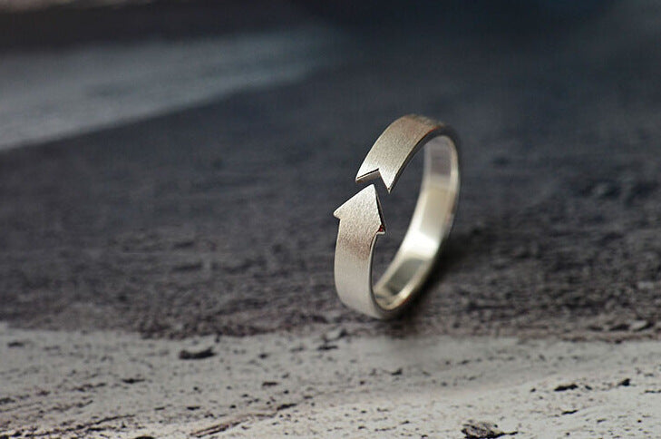 Sterling Silver Ring Arrow Brushed Couple Ring