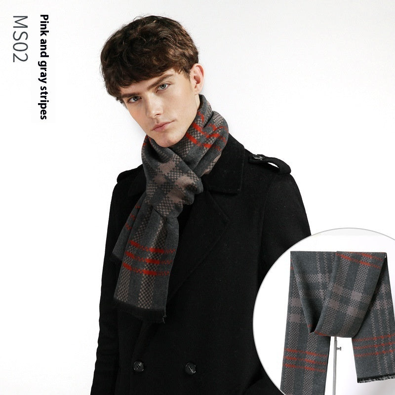 Simple Plaid Artificial Cashmere Warm Scarf