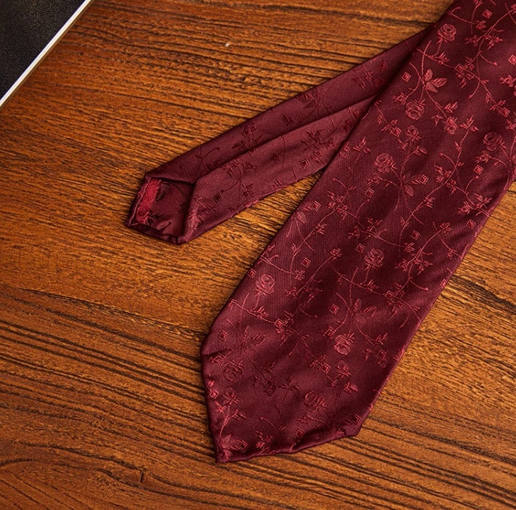 Three-fold Roll Wool Lining Handmade Silk Jacquard Tie