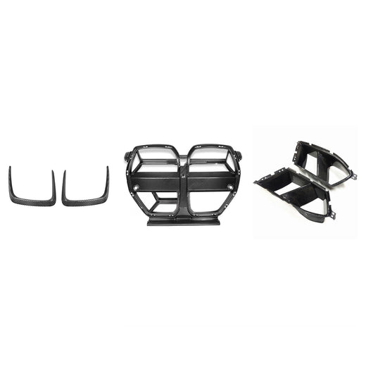 Automotive dry carbon fiber front bumper grille