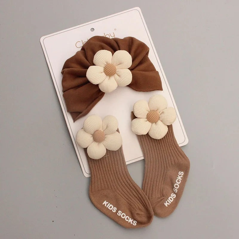 Spring Autumn Baby Beanie Cap Socks Set