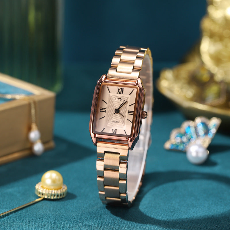 Square Women's Fashion Steel Belt Watch