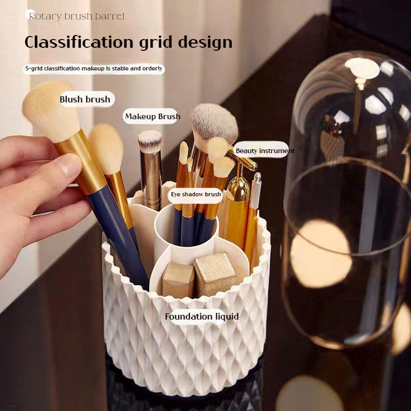 360° Rotating Makeup Brush Storage with Lid
