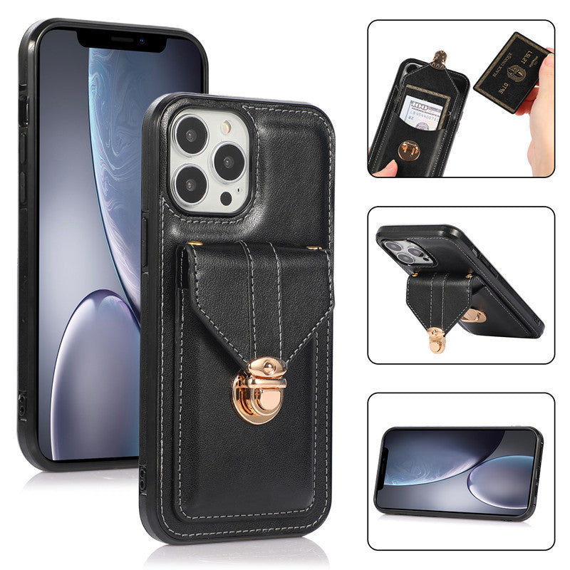 Creative Card Leather Lanyard Phone Case
