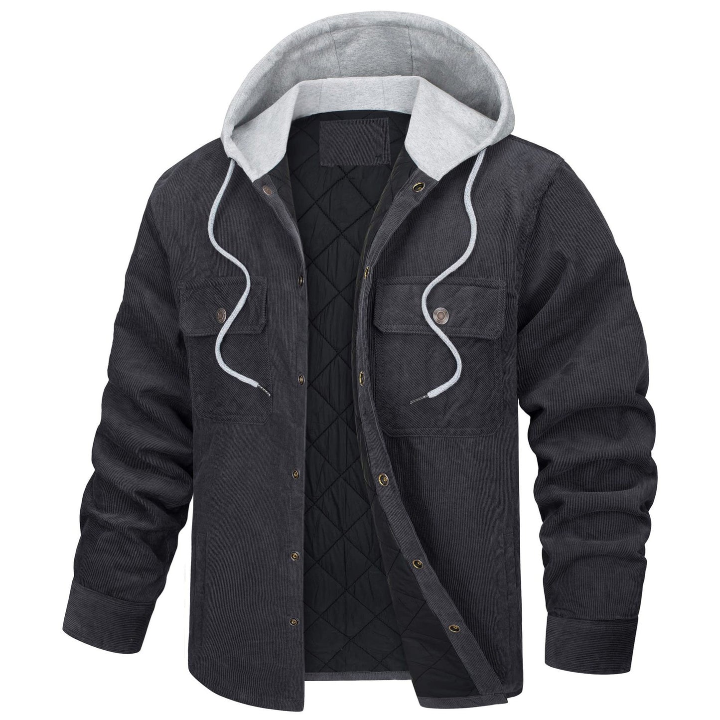 Corduroy Hooded Long Sleeve Cotton