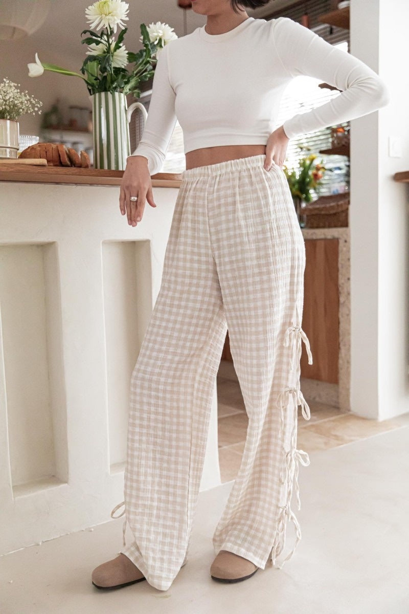 Women's Loose Side Lace-up Casual Trousers
