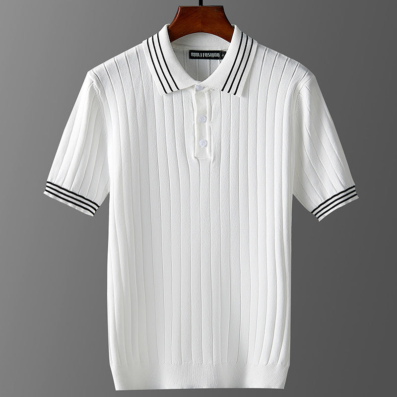 Men's Ice Silk Short Sleeve Lapel Polo Sweater