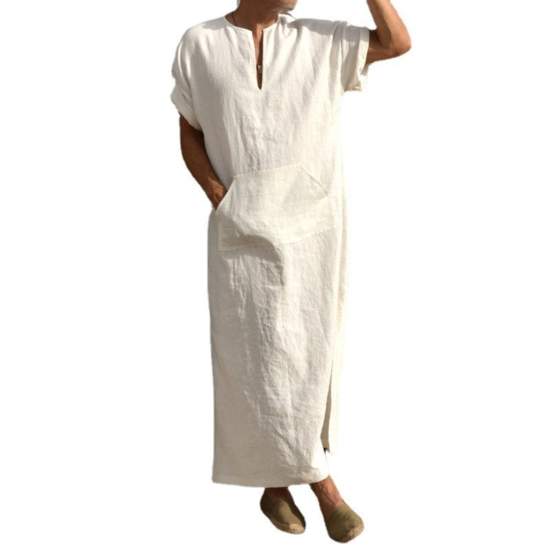 Short Sleeve Long-cut Robe Coat for Men