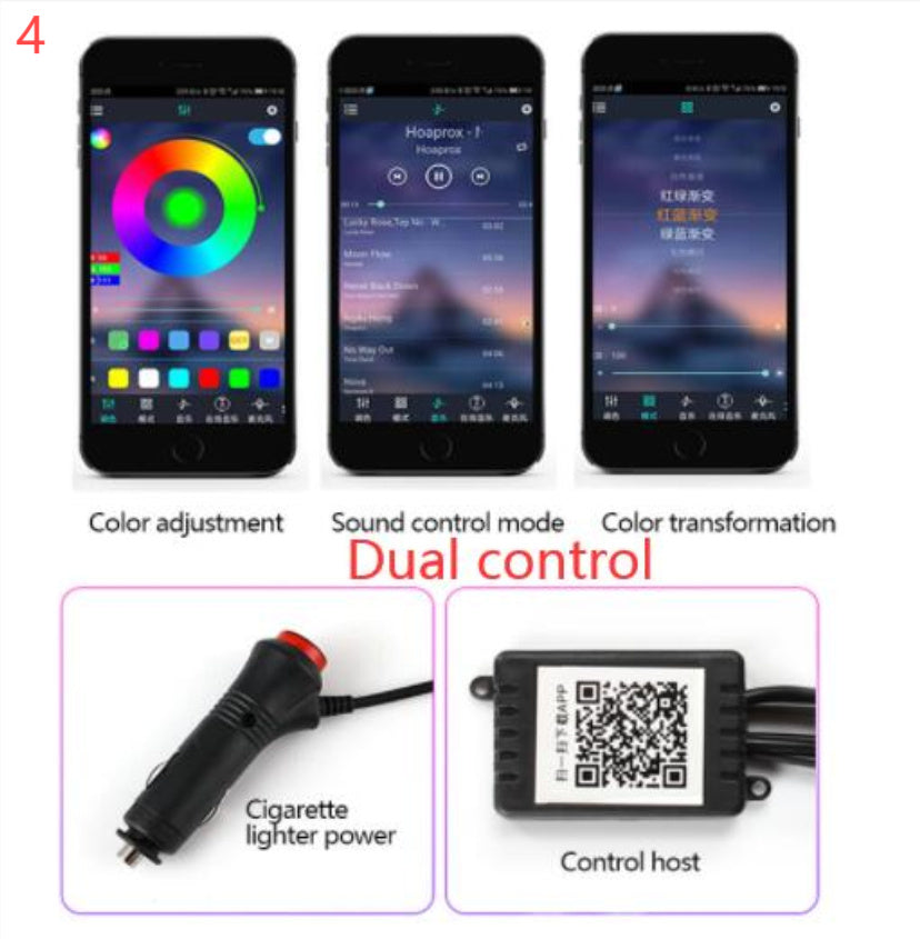Car Fiber Optic Ambient APP Rhythm Light