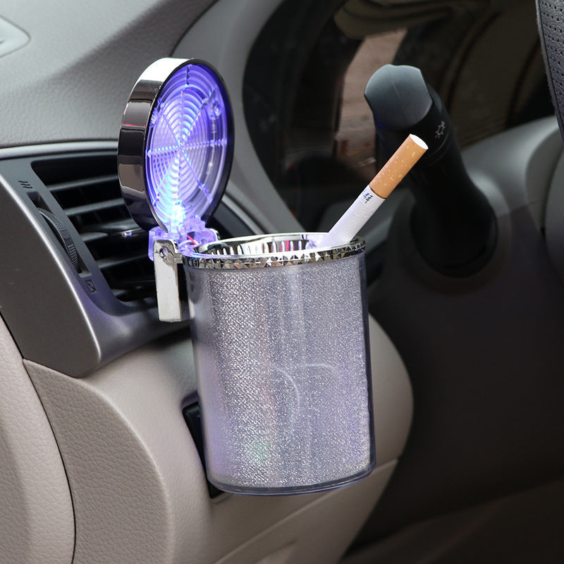 Car Ashtray with LED Light Portable Auto Accessory